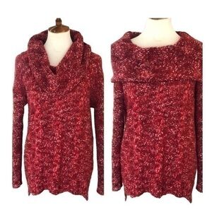 Kensie red turtleneck cowl sweater